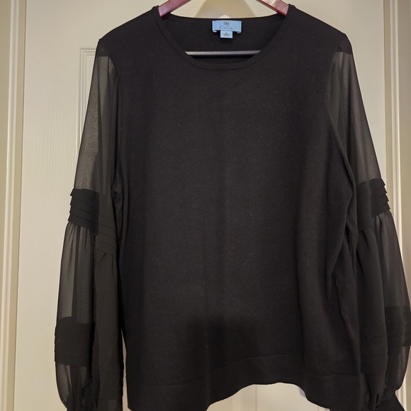CeCe Sweaters - CeCe Black Sweater with Sheer Sleeves